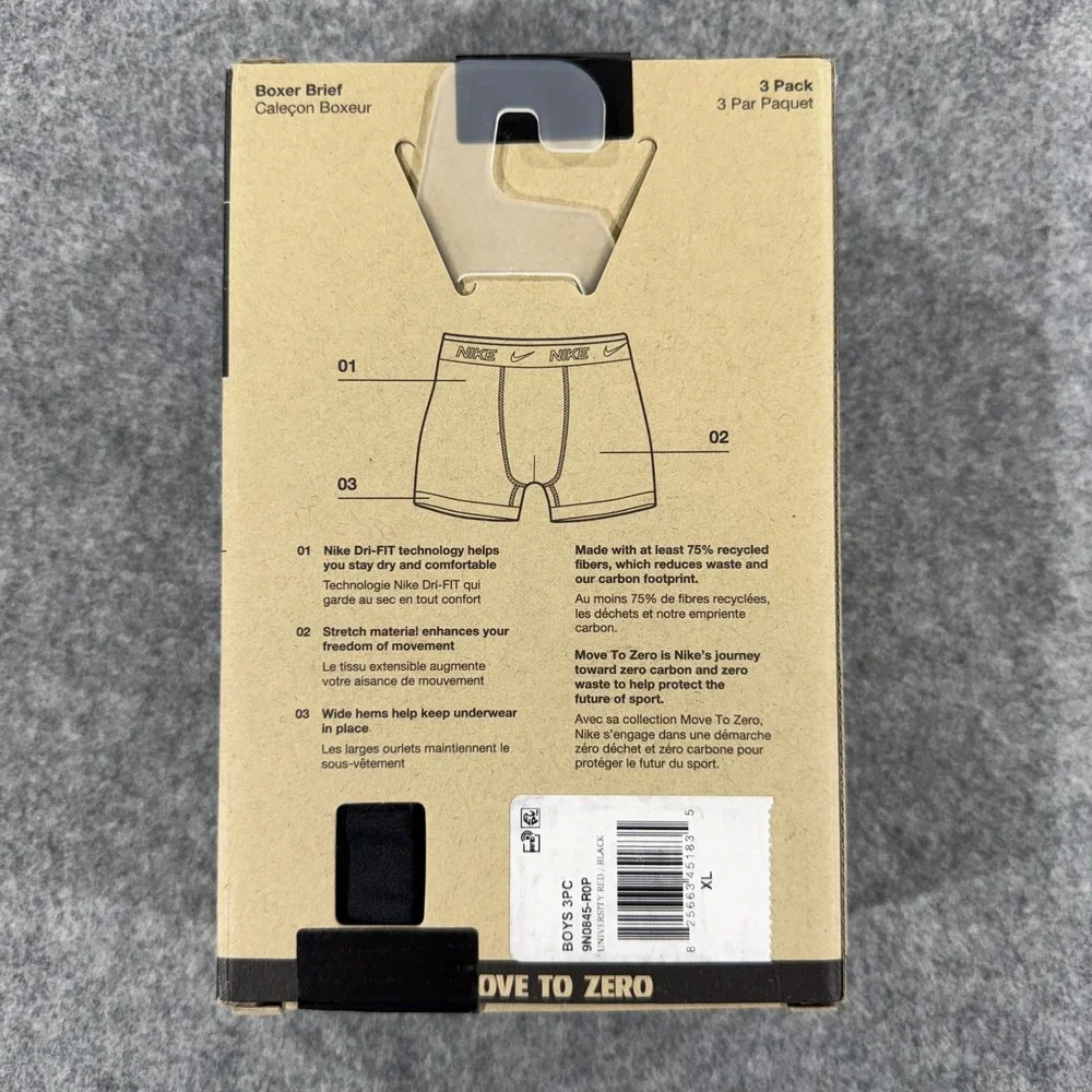 Nike Dri-FIT Essentials Micro Youth Boxer Briefs 3 Pack Blue Red Black NWT